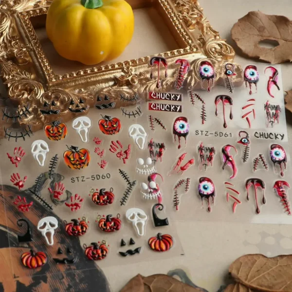 Spooky 5D Nail Decals - Skull Design Collection