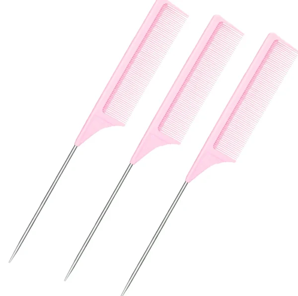 Metal Tail Teasing Comb: 3 Pack (Rose)