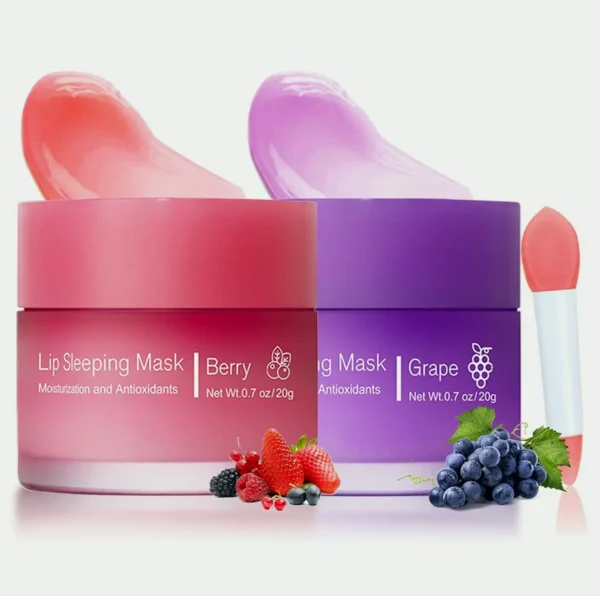 2Pcs Overnight Lip Mask Set with Applicator (Berry + Grape)