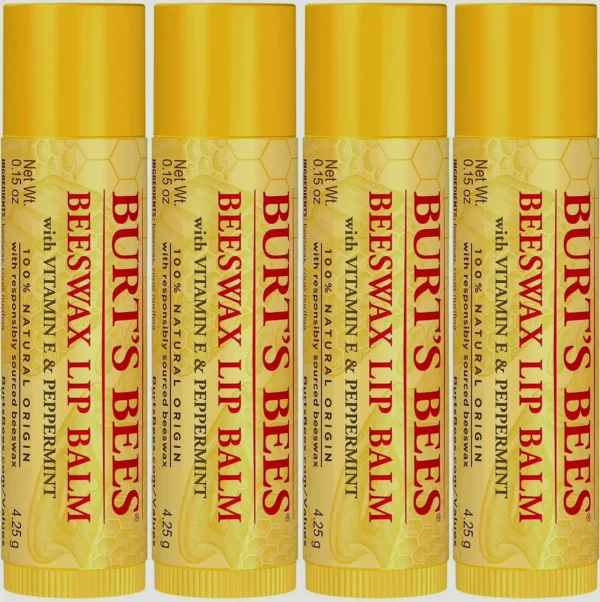 Burts' Bees Lip Moisturizer - Wax, Organic Source, 4 Tubes