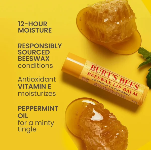 Burts' Bees Lip Moisturizer - Wax, Organic Source, 4 Tubes