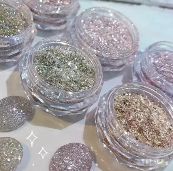 6 Colors Holographic Diamond Nail Powder
