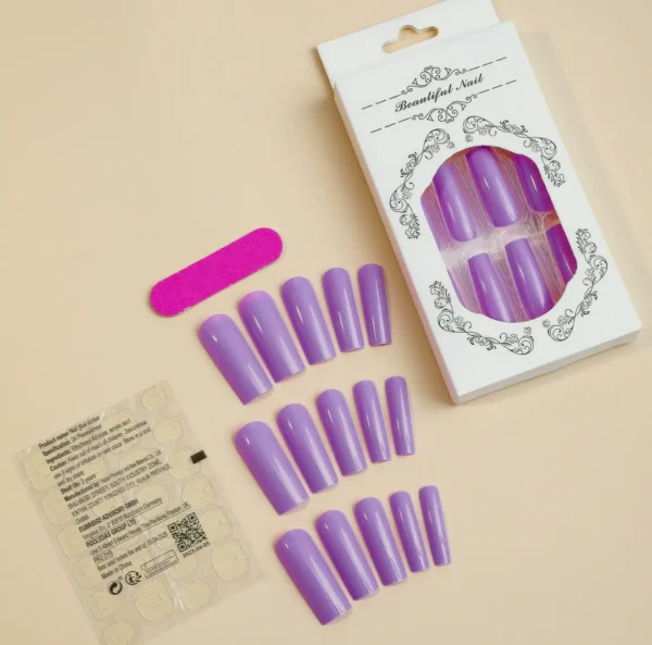 24Pcs Violet Stick-On Acrylic Glossy Tall Square Design