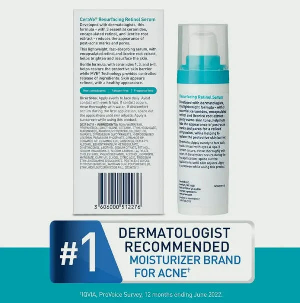 Cerave Retinol Serum for Marks and Smoothness | Pore Minimizing and Brightening | Fragrance Free