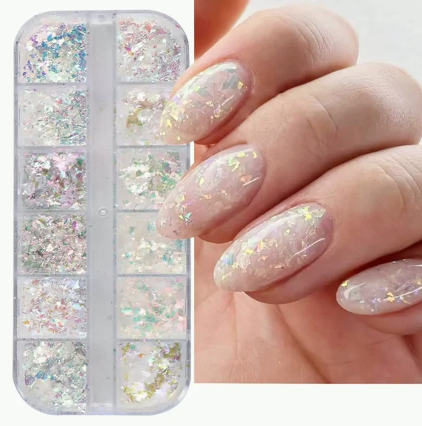Shiny Nail Decoration Foils - 12 Containers