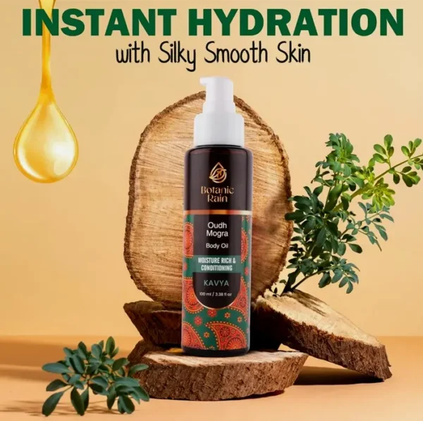 Natural Oil infused with Oudh and Mogra, Natural Hydrating Oil for Bath, Suitable for Women & Men, 3.38 Fl Oz
