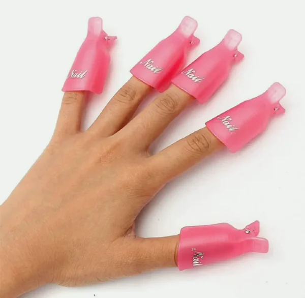 10PC Plastic Nail Art Clip UV Gel Remover (Pink Color)