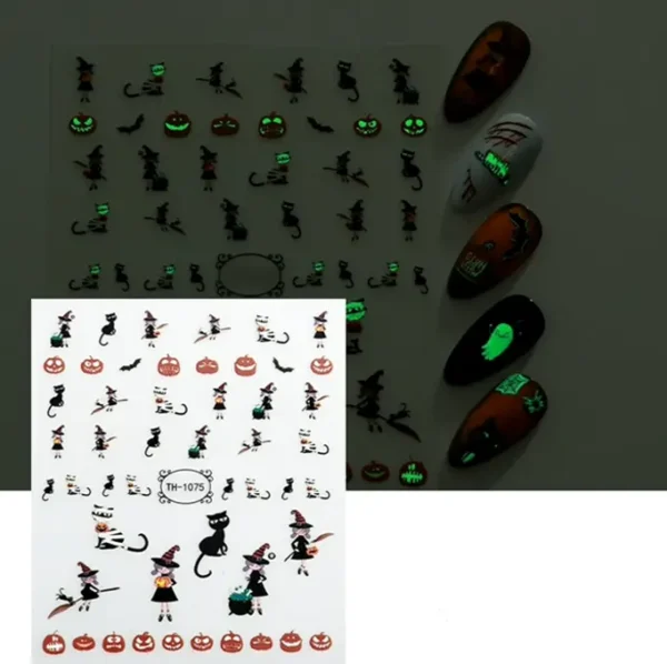 Halloween Luminous Nail Art Decals Set