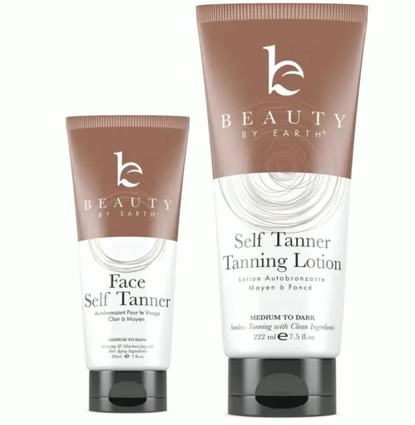Self-Tanner Facial & Skin - Organic Aloe Vera & Shea Butter, 200ml body 3oz face