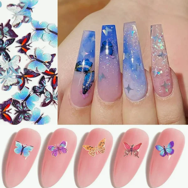 Butterfly 3D Nail Decals Set - 100 Pcs