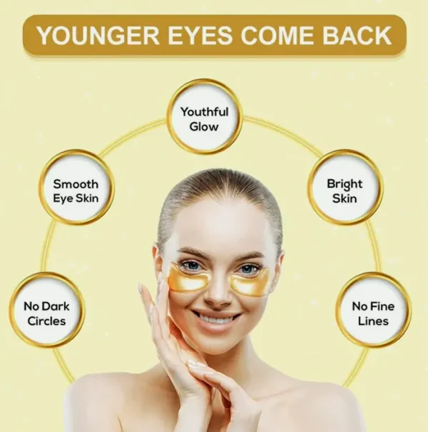Under Patches (20 Pairs) - Gold Eye Treatment with Amino Acids & Protein, Eye Care for Aging, Puffy Eyes & Dark Circles, Skincare Therapy for Males & Women