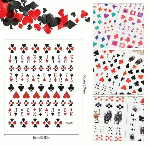EBANKU 10 Pieces Poker Nail Design Decals