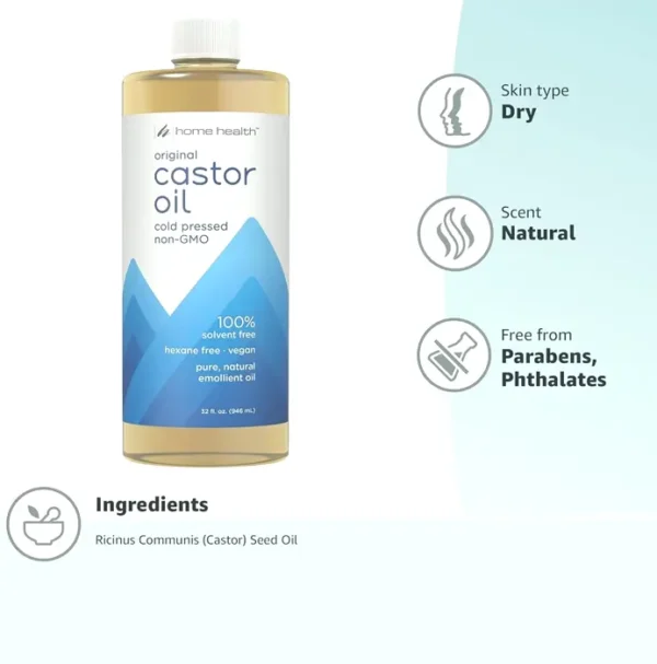 Home Direct Castor Oil - 32 Fl Oz - Fit Hair & Dermis, Organic Moisturizer