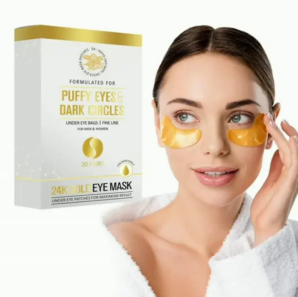 Under Patches (20 Pairs) - Gold Eye Treatment with Amino Acids & Protein, Eye Care for Aging, Puffy Eyes & Dark Circles, Skincare Therapy for Males & Women
