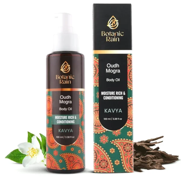 Natural Oil infused with Oudh and Mogra, Natural Hydrating Oil for Bath, Suitable for Women & Men, 3.38 Fl Oz