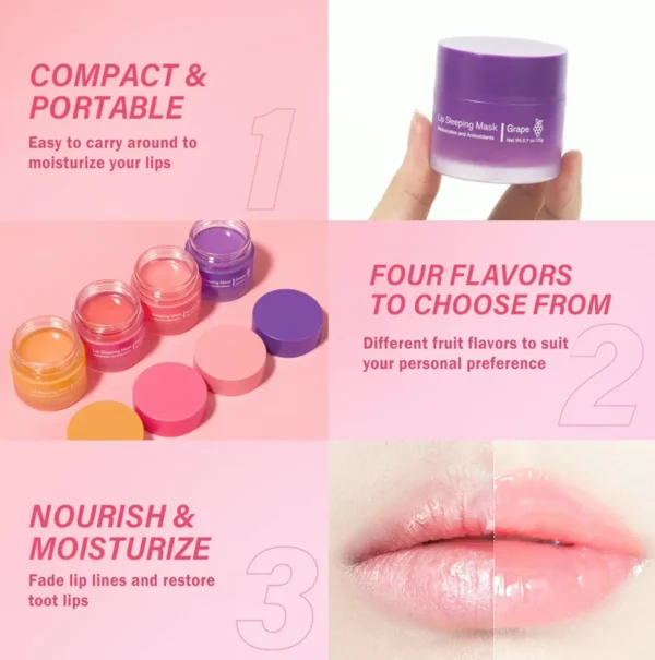 2Pcs Overnight Lip Mask Set with Applicator (Berry + Grape)