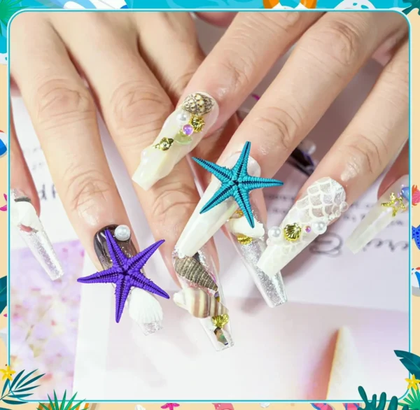 Ocean Nail Charms - 24 Sets including Shells, Starfish & Studs