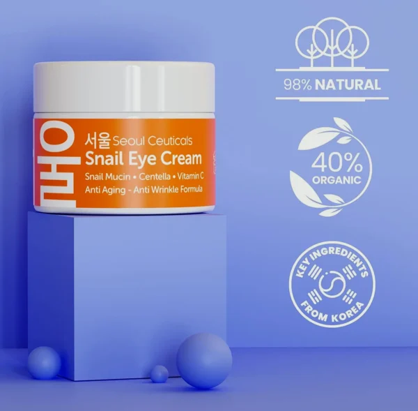 SeoulCeuticals' Korean Snail Eye Cream - 97.5% Snail Mucin Formula 0.5 oz