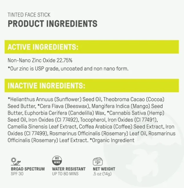 Raw Element SPF 30+ Face Tint Sunblock, Safe Mineral Lotion