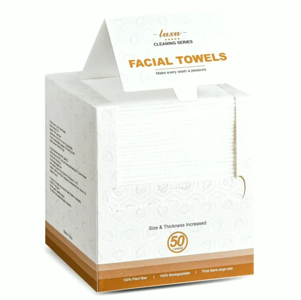 Biodegradable Facial Towels, Extra Thick, Soft, 50 Count