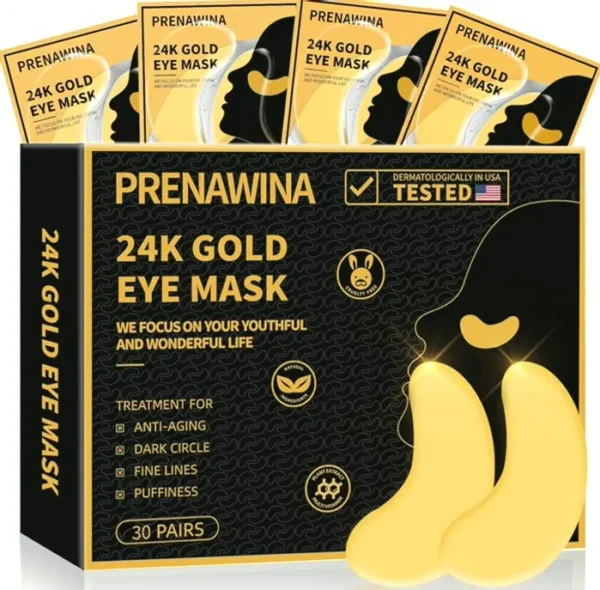 Under Eye Patches for Puffy Eyes Care, 30 Pairs 24K Gel Pads