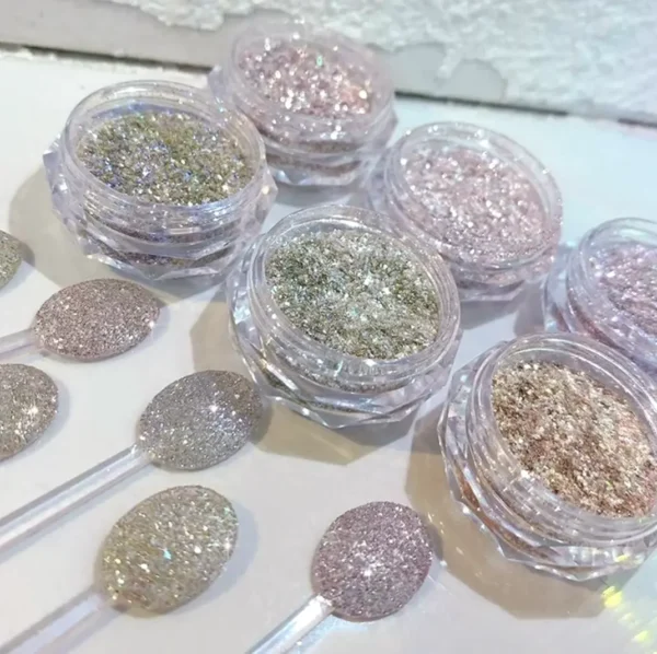 6 Colors Holographic Diamond Nail Powder