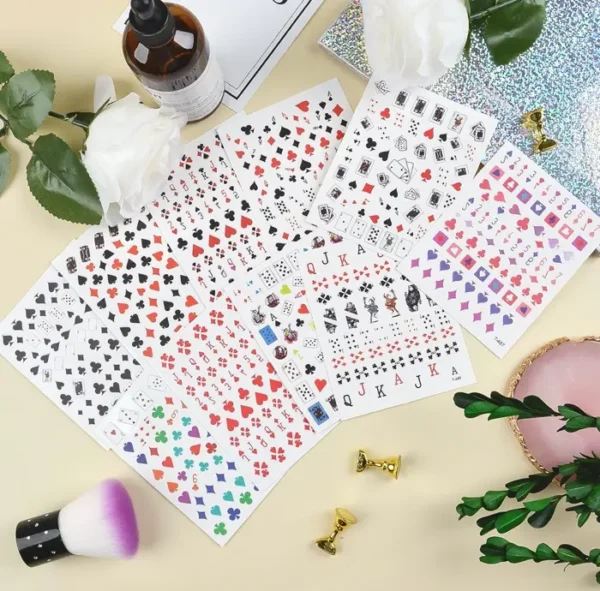 EBANKU 10 Pieces Poker Nail Design Decals
