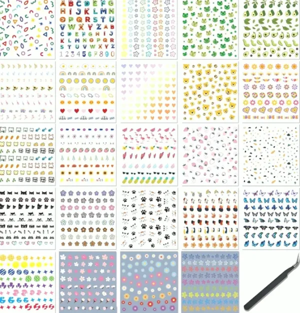 Nail  Stickers Kit for  Children  & Tweezers