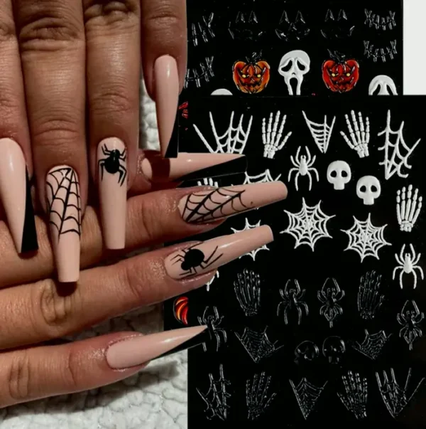 Spooky 5D Nail Decals - Skull Design Collection