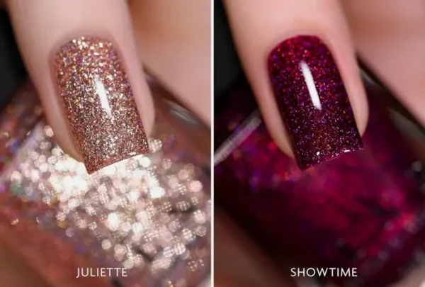Shiny Rose-Gold & Deep Raspberry Holographic Set