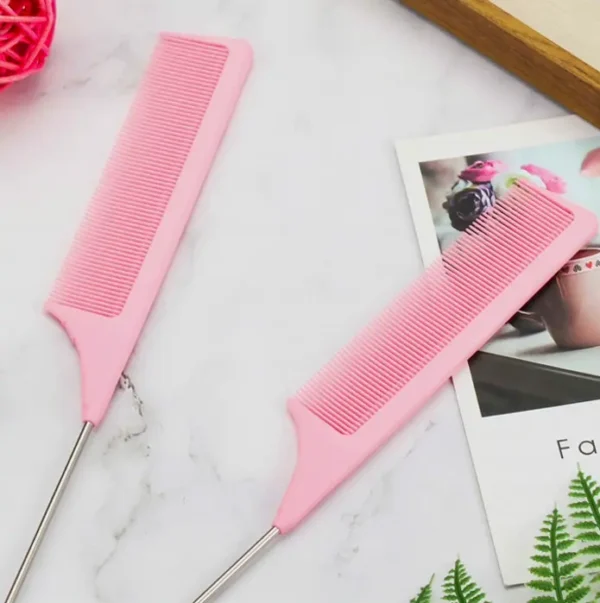 Metal Tail Teasing Comb: 3 Pack (Rose)