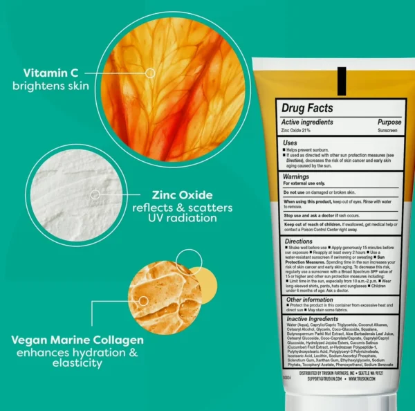 TrueSkin Mineral Facial Sunscreen SPF 30 - Vegan, Featherweight, 1.7 fl oz
