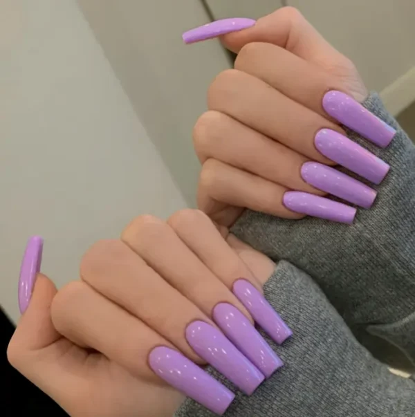 24Pcs Violet Stick-On Acrylic Glossy Tall Square Design