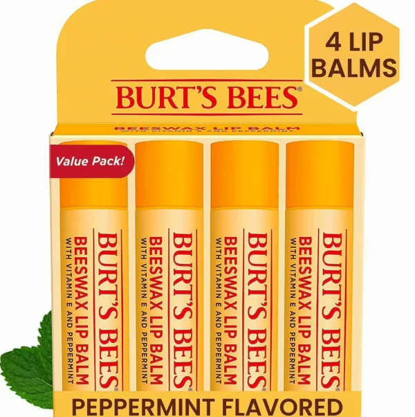 Burts' Bees Lip Moisturizer - Wax, Organic Source, 4 Tubes