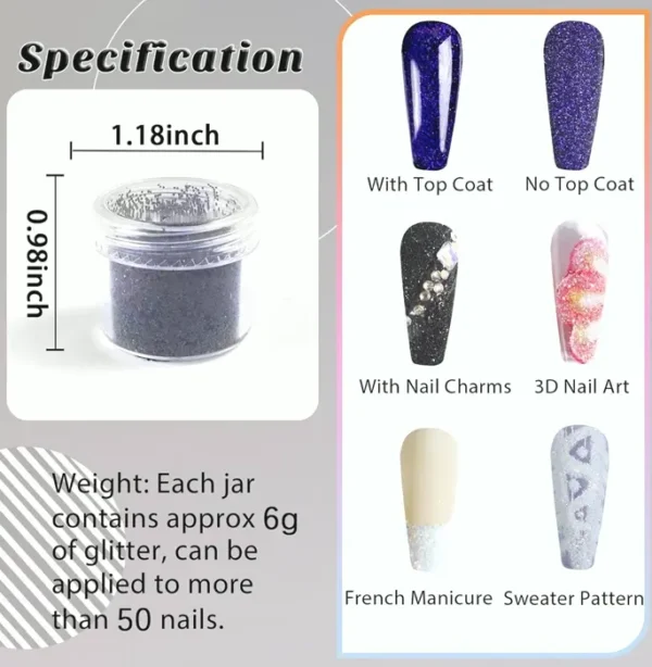 Laza's 12 Colors Nail Glitter Dust Set