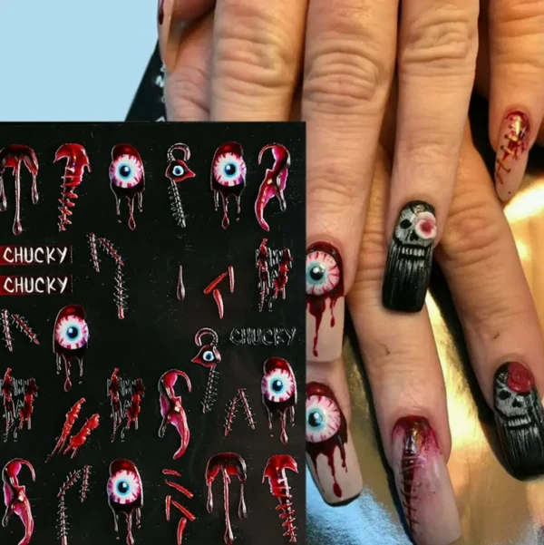 Spooky 5D Nail Decals - Skull Design Collection