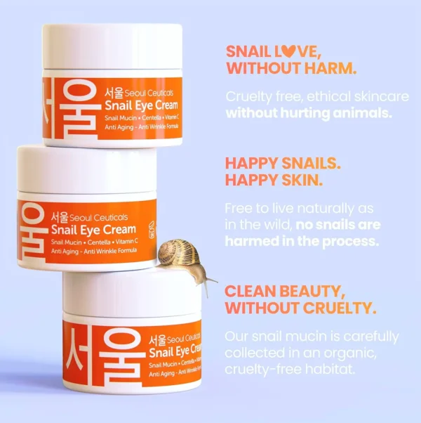 SeoulCeuticals' Korean Snail Eye Cream - 97.5% Snail Mucin Formula 0.5 oz