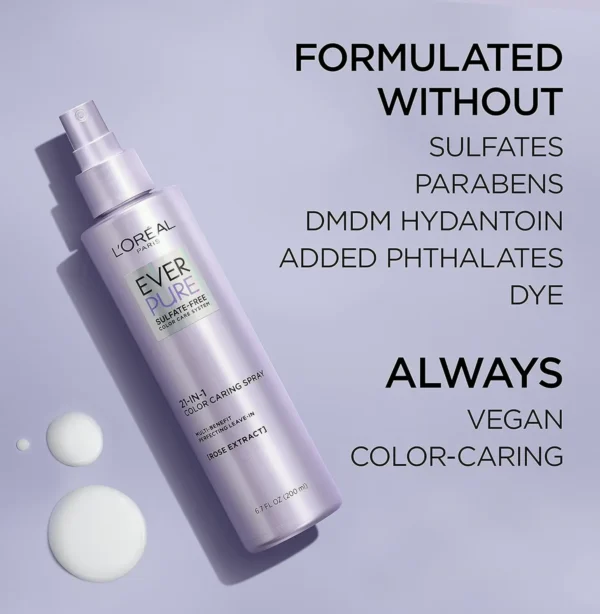 L’Oréal Paris Sulfate-Free Moisture 21-in-One Leave-In Conditioner for Dry Hair, EverPure Collection, 6.8 fl oz (Packaging Varies)