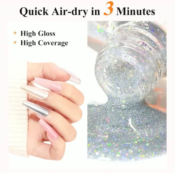 Quick Dry Nail Kit - Multi-Colored Silver Varnish