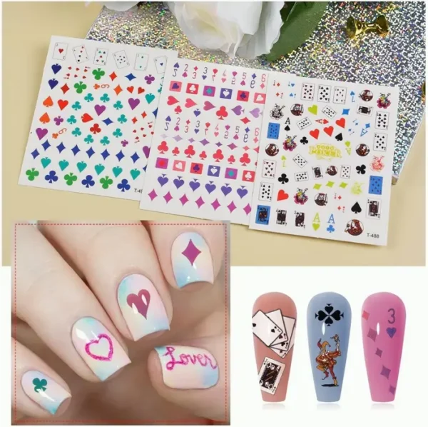 EBANKU 10 Pieces Poker Nail Design Decals