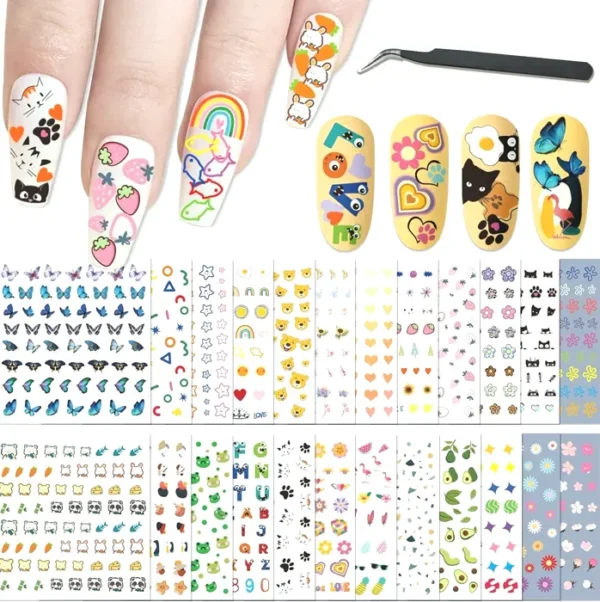 Nail  Stickers Kit for  Children  & Tweezers