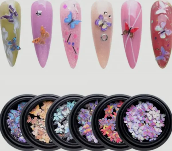 Butterfly 3D Nail Decals Set - 100 Pcs