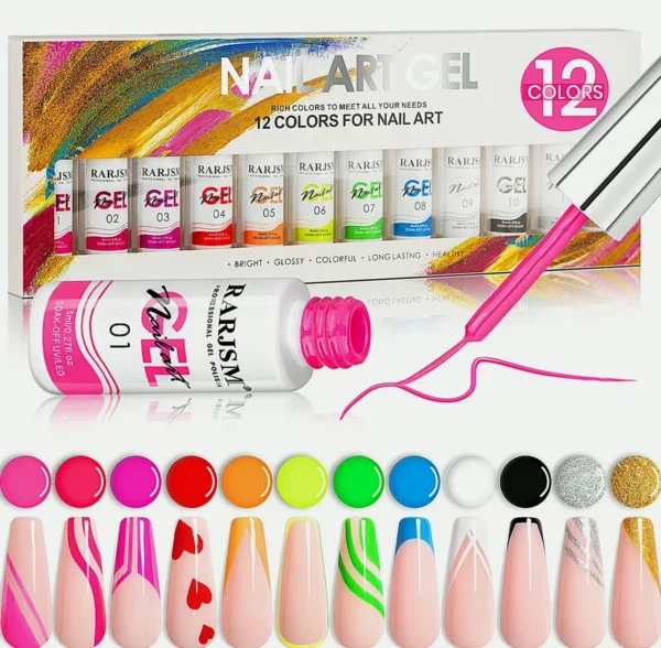 Twelve Color Art Kit - Yellow, Silver Manicure Tools