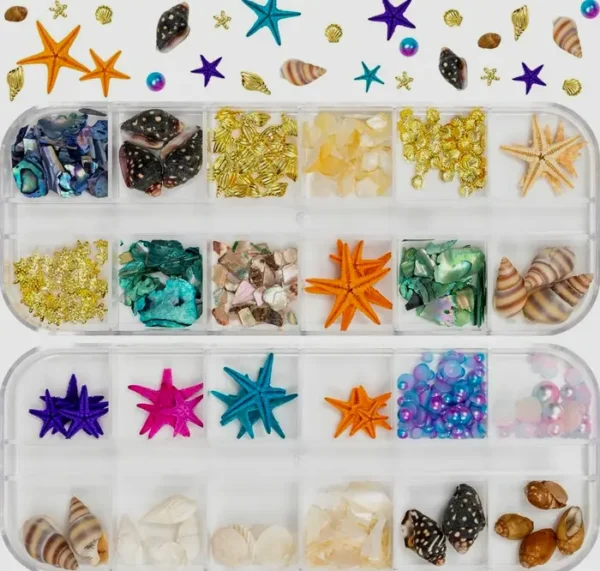 Ocean Nail Charms - 24 Sets including Shells, Starfish & Studs