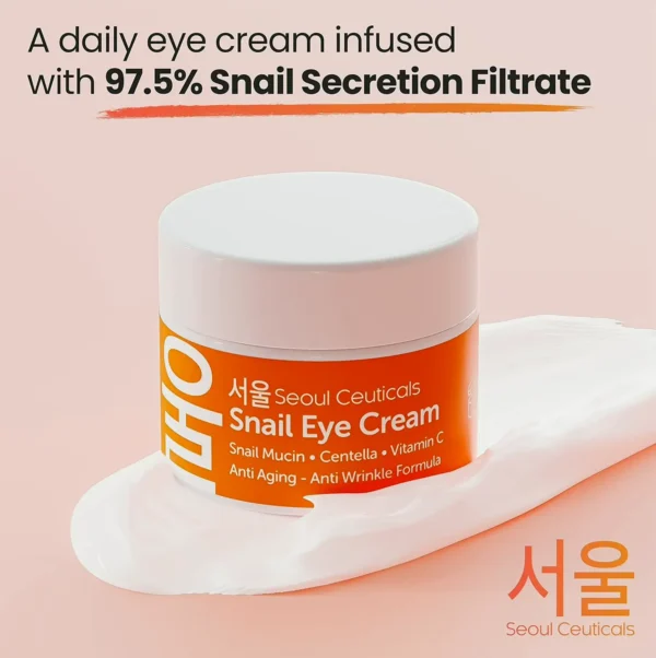 SeoulCeuticals' Korean Snail Eye Cream - 97.5% Snail Mucin Formula 0.5 oz